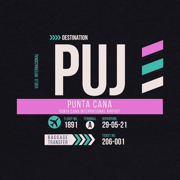 Punta Cana (PUJ) Airport Code Baggage Tag by SLAG_Creative